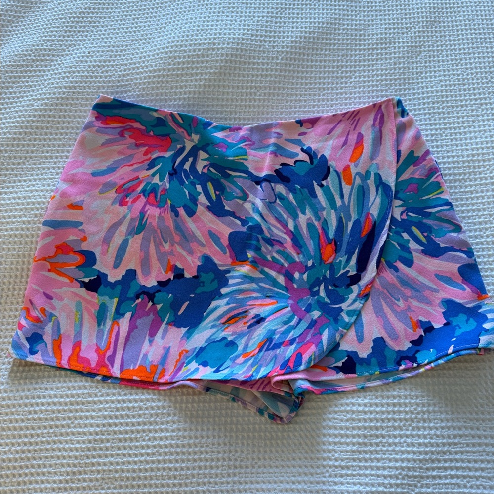 Lilly Pulitzer Floral Wrap-Front Skort - Pink Blue Multi size 12